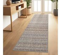 Vossfamul Tappeto passatoia lavabile, 5 x 15 cm, antiscivolo, a righe, moderno, non perde pelo, morbido, per soggiorno, ingresso, cucina, cammello