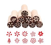 VOSSOT 10 Pezzi di Timbri In Legno, Timbri A Colonna In Argilla Misti, Stampi per Ceramica per Argilla E Ceramica, per Impasti, Pasticceria, Fai Da Te, Scrapbooking, Biscotti, Modellazione (5x1,5 cm)