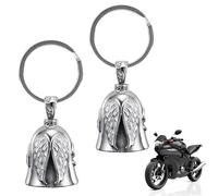 VOSSOT 2 campanelle per moto Guardian Bell, campanella per bicicletta, campana di protezione angelo, campanello da equitazione, portachiavi in acciaio inox, campanella portafortuna per benedire la