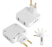VOSSOT 2 pcs multipresa piatta con usb adattatore usa a eu con presa spina piatta salvaspazio orientabile 180° presa salvaspazio 4 in 1 con usb per casa ufficio viaggio hotel flat socket