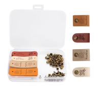 VOSSOT 20PCS Handmade Etichette 4 Stili Etichette in Pelle Fatte a Mano con Rivetti etichettes in Pelle Scamosciata Fatta a Mano Made with Love Adatto a Tutti i Tipi di Indumenti DIY