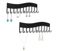 VOSSOT 2PCS Portacollane Da Parete Metallo Nero Organizer Gioielli Da Appendere Con Ganci Supporto Muro Per Collane, Bracciali, Orecchini Salvaspazio Con Viti Per Camera Bagno