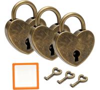 VOSSOT 3PCS Lucchetti Cuore Vintage con Chiave, Mini Lucchetto Retrò Romantico Acciaio, Lucchetto Forma Cuore Serratura, Cofanetto Regalo per Portagioie, Agenda, Cassetto, San Valentino, Anniversario