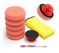 VOSSOT 5 Pezzi da Tamponi Lucidatura Auto, Tampone Lucidatura Auto Manuale, Spugne Lucidatura con Manico, Kit per La Pulizia Dell'Auto, Portare un Asciugamano E un Raschietto