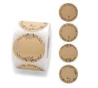 VOSSOT - 500 etichette autoadesive, in carta kraft, per sacchetti regalo, barattoli di marmellata, prodotti fatti in casa (4 motivi, 5 cm rotondi)