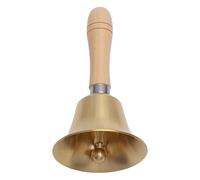 VOSSOT Campane in metallo con manico in legno, 15 cm, campana da tavolo, in ottone massiccio, per scuola, cena, ricevimento, servizio alberghiero, meditazione, allenamento animali, lezioni di musica