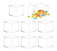 VOSSOT Confezione da 8 piccoli contenitori con coperchio, 5,5 cm, in plastica trasparente, set da regalo in acrilico trasparente, con coperchio, piccola vetrina in acrilico