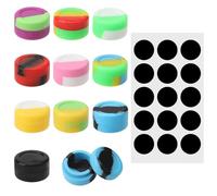 VOSSOT Contenitori Rotondi in Silicone da 5 ml con 15 Etichette - Mini Antiaderenti per Cera e Campioni Vuoti