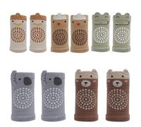VOSSOT Ginocchiera per gattonare e gattonare, set di 5 paia di ginocchiere per bambini + 2 calzini antiscivolo elastici per bambini, graziose ginocchiere per gattonare, aiuto per gattonare