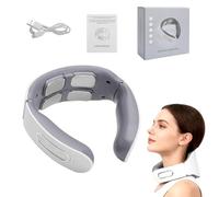 VOSSOT Massaggiatore cervicale elettrico a impulsi, 6 modalità di massaggio e riscaldamento, 9 livelli di forza regolabili, massaggio portatile vocale per alleviare i dolori cervicali e la rigidità
