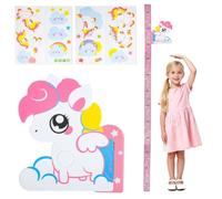 VOSSOT Metro Altezza Bambini da Parete, Tabella di Altezza per Bambini, Tema Unicorn Altezza Grafico Misure 65-180 cm, Unicorno Animali Della Foresta per Cameretta Bambina Decorazioni Parete
