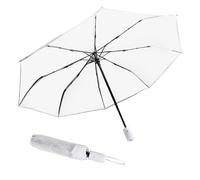 VOSSOT Ombrello Trasparente Automatico Pieghevole - Elegante Ombrello Bianco Compatto per Matrimonio e Quotidiano - Anti-Vento Leggero per Donna Sposa Viaggio Fotografia