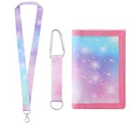 VOSSOT Portafoglio per bambini, mini portafoglio con cordino, triplo piegato, rosa, poliestere, unisex, 4 scomparti, chiusura in velcro, S, moderno