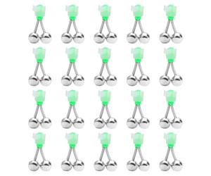 VOSSOT Set 20 Campanelli da Pesca con Clip a Spirale, Doppia Campanella Fosforescente ad Alta Sensibilità, Allarme per Canna Notturna Siluro Anguilla