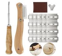 VOSSOT Set di 2 Coltelli da Pane, Rasoio Coltello da Pane in Legno con 20 Lame - Coltello da Pane Curvo Ideale, Coltello da Incisione per Impasto Accessori per la Cottura per Pane Fai da Te