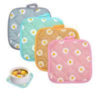 VOSSOT Set di 4 Presine da Cucina 17x17cm, Presine Isolate in Cotone e Lino Resistenti al Calore, Grandi Guanti da Forno Set, Quadrate Presine Resistente da Cucina Simpatiche