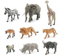 VOSSOT Set di 9 statuette di animali - Safari, mini animali della foresta e della fattoria, statuette di animali in vinile per bambini