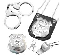 VOSSOT Set di Manette in Vero Acciaio per Bambini - Accessori per Costume da Polizia, Cosplay
