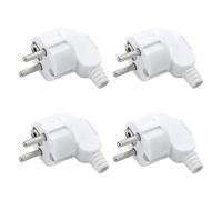 VOSSOT Spina Schuko Angolare, 4 Pezzi, Tipo F, 250 V (16 A), Impermeabile IP44, Protezione Antipiega, Scarico Trazione, Per Cavo 8-10 mm, Bianco