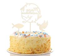 VOSSOT Torta Battesimo Decorazioni, Decorazioni Torta Comunione Decorazioni Torta Battesimo in Legno Topper Prima Comunione per Torta, Decorazione per Ragazzi e Ragazze Regalo per Cresima