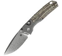 Vosteed Psyop 302 S35VN Stonewash, Verde Norplex UltreX™ Micarta & Bolster in Titanio