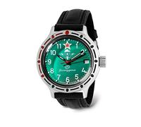 VOSTOK | 420307 Amfibia VDV Airborne Troops Automatico Automatico Automatico Subacqueo Russo Orologio Da Polso, Pelle nera, Subacqueo