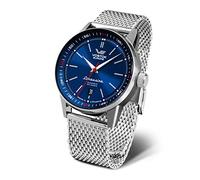 Vostok Europe Orologio da uomo con cinturino in maglia milanese berlina GAZ-14 automatico SII NH35A data 560A687-B, 560a687-b - Blu / cinturino in metallo, Bracciale