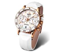 Vostok Europe Undine Orologio da donna con 2 cinturini di ricambio, cronografo da donna, data 20 ATM, bianco, cinghia