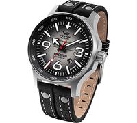 Vostok Europe YN55 Expedition Nordpol 1 Orologio da uomo; con rivetti multipli, cinturino in pelle, data automatica, grigio/nero, cinturino, Grigio/Nero, Cinghia