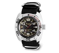 VOSTOK | Orologio da polso anfibio automatico russo subacqueo a carica automatica | WR 200m | Amphibia 710335 | Orologio meccanico da 40 mm quadrante nero | Punti luminosi
