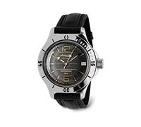 VOSTOK | orologio da polso classico anfibio automatico a carica automatica russo subacqueo | WR 200 m | Amphibia 120697 | moda | business | orologi da uomo casual, Pelle nera, Subacqueo