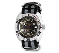 VOSTOK | orologio da polso classico anfibio automatico a carica automatica russo subacqueo | WR 200 m | moda | business | orologi casual da uomo | modello 710335, Nero - grigio, Subacqueo