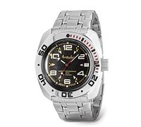 VOSTOK | orologio da polso classico anfibio automatico a carica automatica russo subacqueo | WR 200 m | moda | business | orologi casual da uomo | modello 710335, Acciaio, Subacqueo