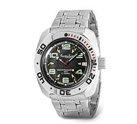 VOSTOK | orologio da polso classico anfibio automatico a carica automatica russo subacqueo | WR 200m | moda | business | orologi da uomo casual | modello 710334, Acciaio, Subacqueo