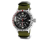 Vostok | Orologio da polso classico anfibio automatico automatico subacqueo russo | WR 200 m | Moda | Business | Orologi casual da uomo | Modello 420640, Verde, Subacqueo, a carica automatica