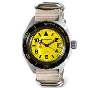 VOSTOK | orologio subacqueo russo a carica automatica Komandirskie K-65 uomo | WR 200 m | Modello 650855, Beige, Subacqueo, a carica automatica