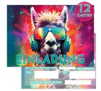 VOSVOLO, 12 x biglietti d'invito a forma di lama per bambini, compleanno bambina e bambino, invito per compleanno bambino, invito a festa in un fantastico design a forma di lama