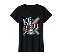 Vota per Il Baseball - Elezione Presidente Divertente Maglietta con Stampa Grafica Economica, Donna, Nero, L