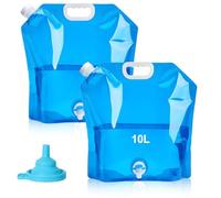 Votgutvo 2 Pezzi Tanica Acqua 10 Litri Tanica Pieghevole con Rubinetto Contenitore Acqua con Maniglia Senza BPA Tanica Acqua Pieghevole per Campeggio All'aperto, Escursionismo, Picnic(con Lmbuto)