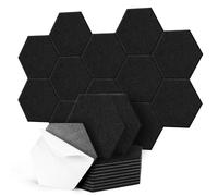 Votoko 12 pannelli acustici esagonali autoadesivi, pannelli acustici ad alta densità, assorbitori acustici, per studio, ufficio, trattamento acustico e decorazione da parete, 30 x 26 x 0,9 cm,noir