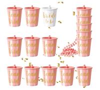 Votoko 16 Pezzi Bicchierini da Grappa, con Catena da Collo, Decorazione JGA Rosa Chiaro, Ideali per Addio al Celibato, Team Sposa, e Bachelorette Party