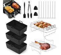 Votoko 17 pezzi friggitrice ad aria calda accessori per Ninja Foodi AF400EU, AF451EU, AF300EU, Airfryer accessorio stampo in silicone per 7.6L-9.5L e altri Dual Zone, accessori Ninja Airfryer
