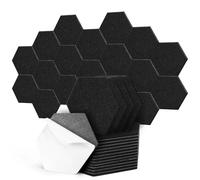 Votoko 18 pannelli acustici esagonali autoadesivi, pannelli acustici ad alta densità, assorbitori acustici, per studio, ufficio, trattamento acustico e decorazione da parete, 30 x 26 x 0,9 cm,noir