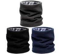 Votoko 3 pezzi Unisex Loop Sciarpe Donna Uomo Termico Pile Invernale Sciarpa Scaldacollo Sciarpa Sciarpa Scaldacollo Scialle da Uomo, nero+grigio scuro+blu, Allgemein