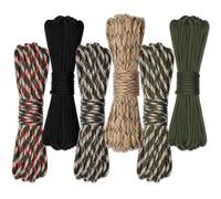 Votoko 6 Pezzi 4mm Paracord, 7 Fili Centrali Paracord in 100% Nylon, 250kg Carico di Rottura, Corda da Paracadute per Sopravvivenza all'Aperto, Campeggio, Escursionismo, DIY Bracciale
