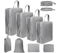 Votoko 8 Pezzi Organizer Valigia Salvaspazio Set, Compression Packing Cubes Organizer Valigie con Doppia Cerniera, Compressione Organizzatori Valigia Viaggio per Vestiti e Cosmetici, Grigio