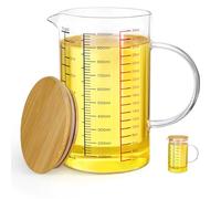 Votoko Brocca Dosatrice in Vetro, 1000 ml Caraffa Graduata, Resistente Vetro Borosilicato, con Scala Precis Coperchio+Manico, per Cottura Cucina Laboratorio