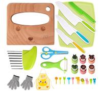 Votoko Coltelli da Cucina per Bambini, Coltello per Bambini Montessori, con Forme per Imparare Tagliare le Verdure, Coltelli in Legno, Set di Coltello da Cucina per Bambini (28 Pezzi)