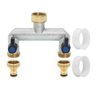 Votoko Distributore di Acqua a 2 Vie per Rubinetto, Adattatore per Rubinetto a 3/4 da Giardino, Adattatore per Tubo a 2 Vie in Ottone, Adattatore Rubinetto per Casa Giardino All'aperto