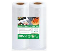 Votoko Rotoli sottovuoto per alimenti, 2 rotoli 28 x 600 cm (totale 12 m) Sacchetti per Sottovuoto, Senza BPA, 190 µm, Sacchi commerciali per Conservazione Alimenti e Cottura Sous Vide